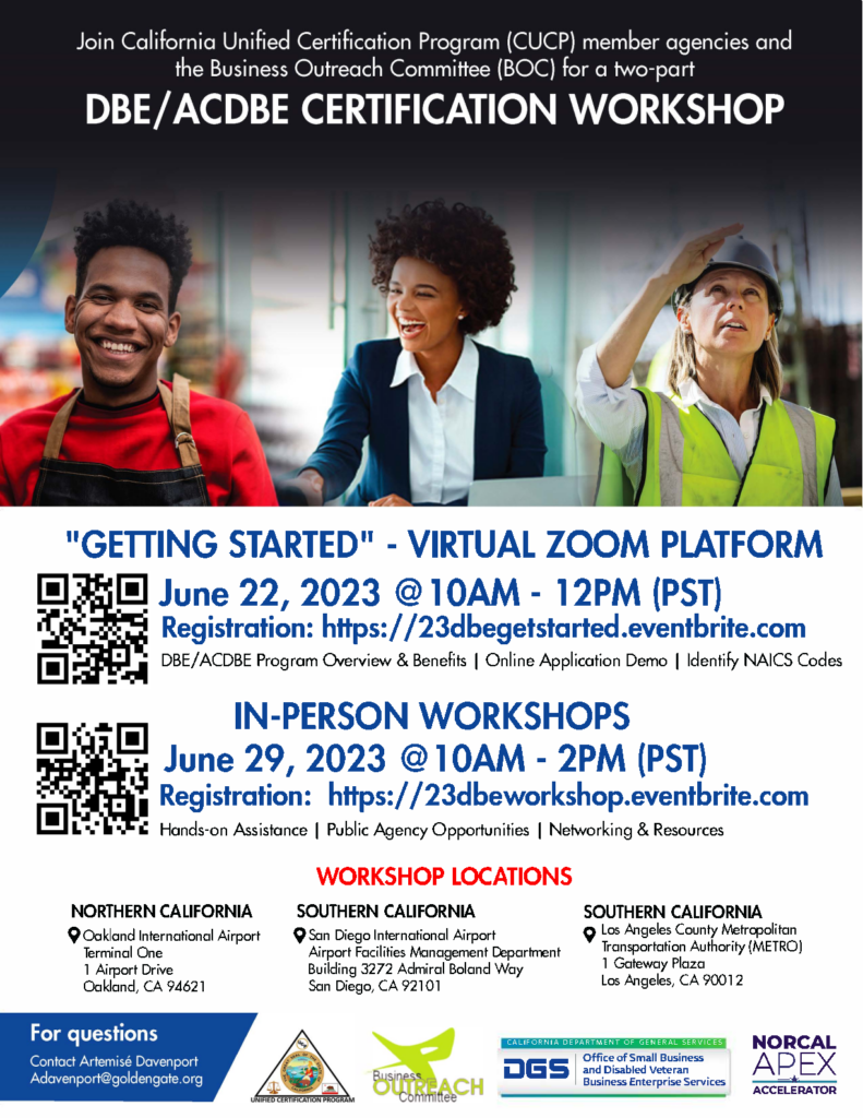 DBE/ACDBE Certification Workshop flyer