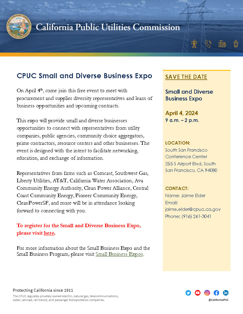 CPUC Small Business Expo Flyer April 2024